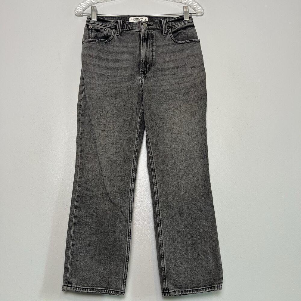 Abercrombie & Fitch Womens Ankle Straight Ultra High Rise Jeans Sz 27/4 Charcoal